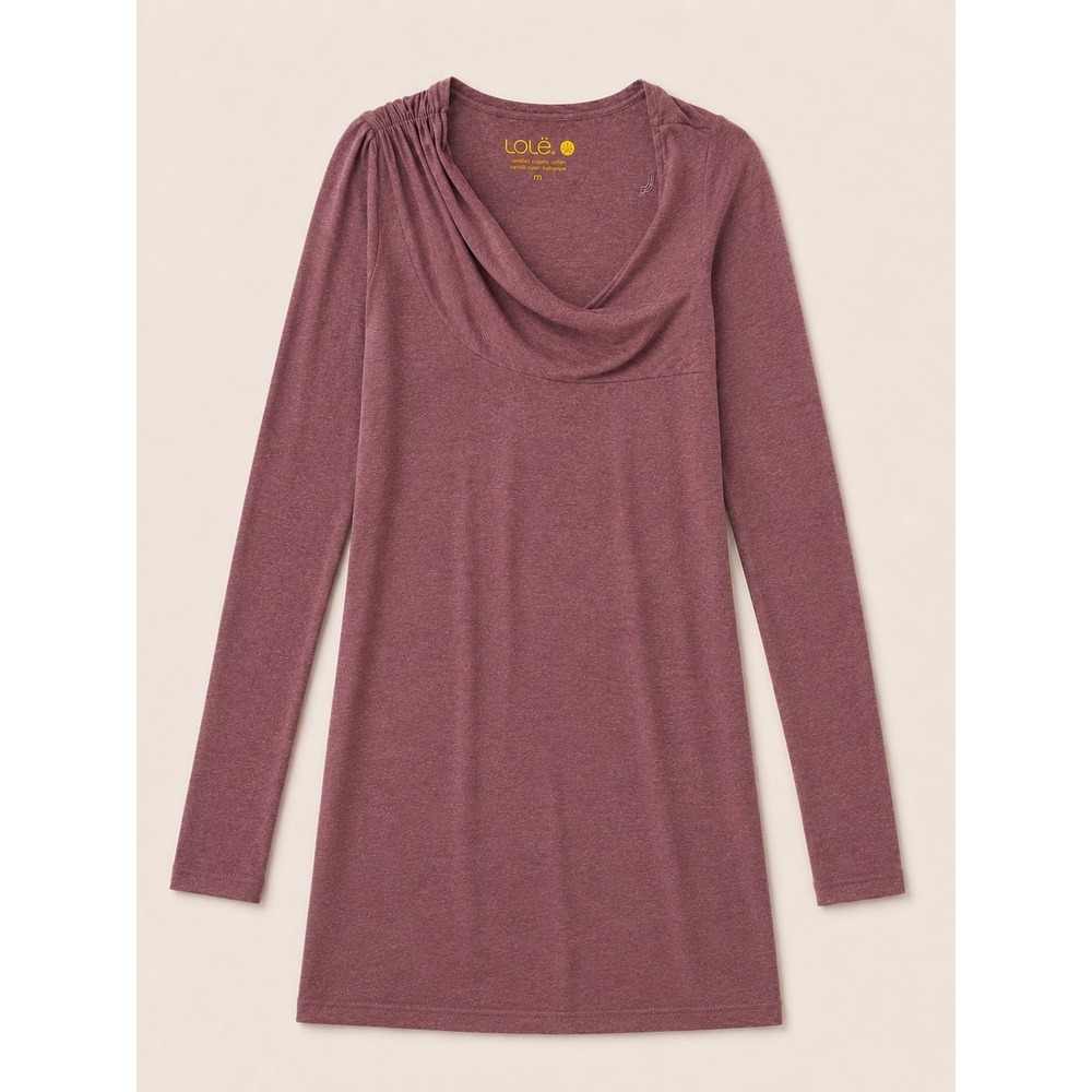 Lole Womens Organic Cotton Cowl Neck dress Heathered Plum Purple Size Medium